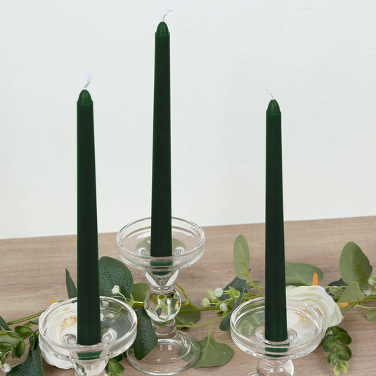 12-Pack Taper Candles Premium Wax Design Hunter Emerald Green - Unscented Candles for Upscale Settings 10