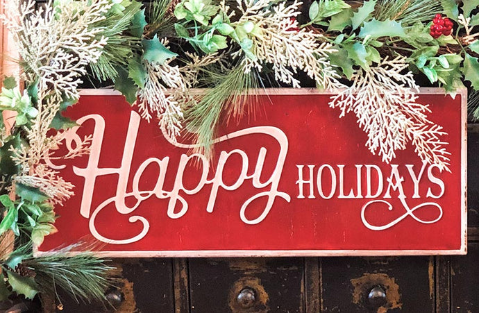 Classic Christmas Happy Holidays Sign General RH