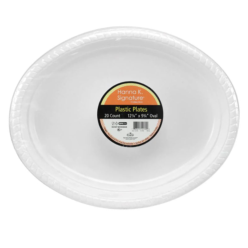 Load image into Gallery viewer, White Plastic Oval Serving Plate 12¼&quot; x 9¾&quot; Disposable Plates Hanna K
