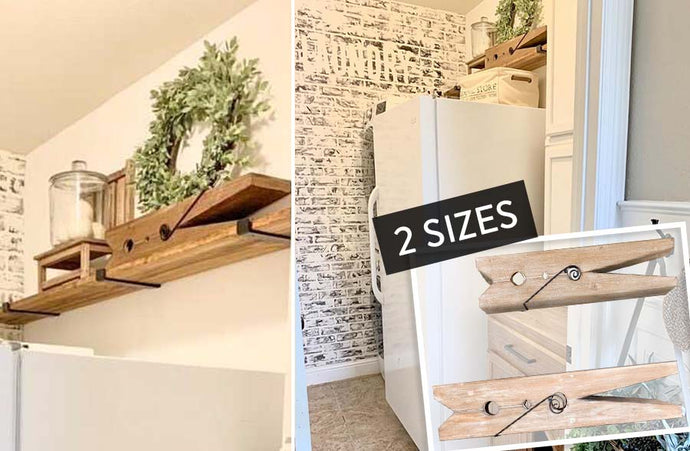 Oversized Wooden Clothespin Shelf, Pick Your Size General Decor Steals