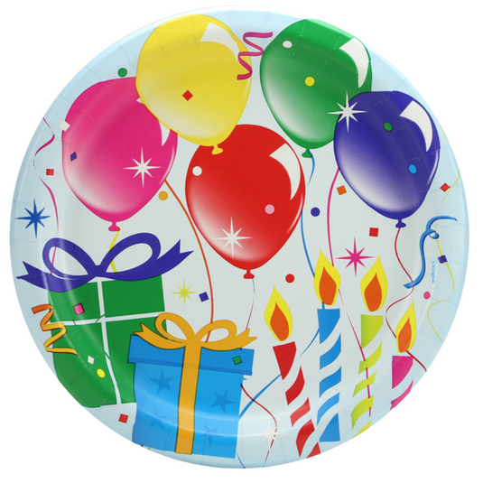 Birthday-Party Healy's Balloons 9" Round Paper Plates: 8CT Paper Plates VeZee