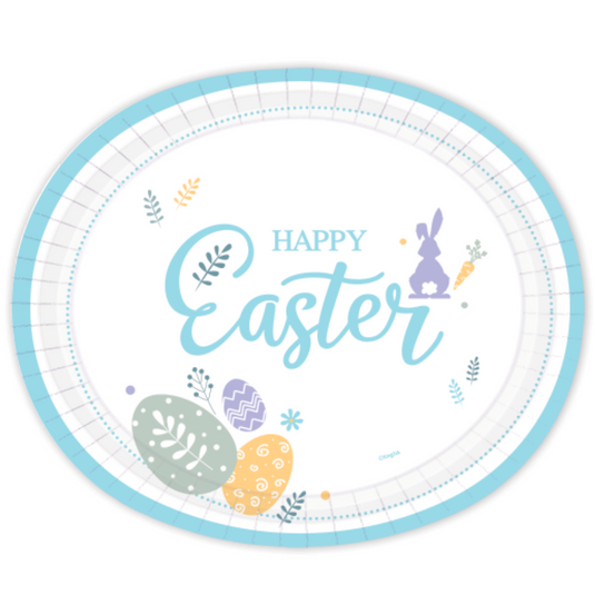 Charming Multicolor Easter Oval 10" x 12" Paper Plates:10CT Party Supplies VeZee