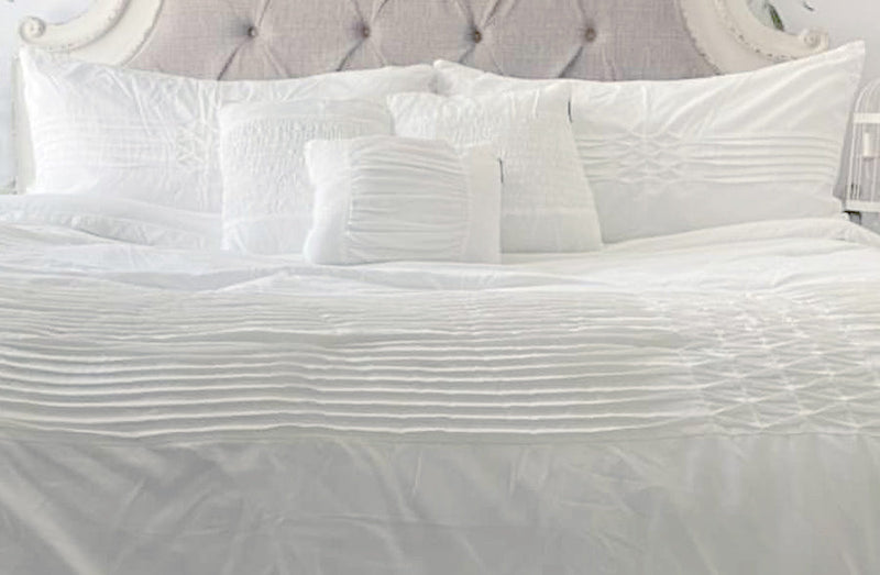 Load image into Gallery viewer, White Ruching Bedding, Pick Your Size General Decor Steals
