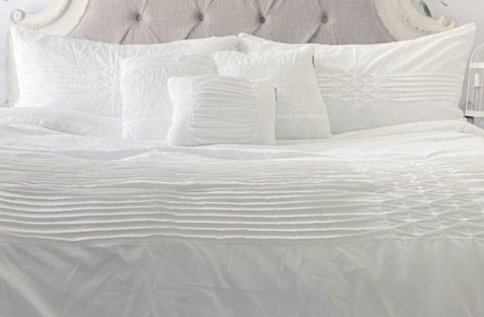 White Ruching Bedding, Pick Your Size General Decor Steals