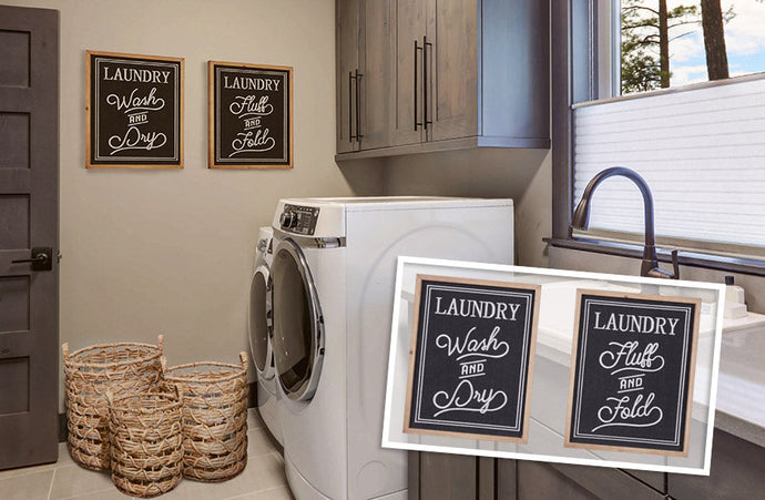 Wooden Framed Laundry Signs, Set of 2 General UMA