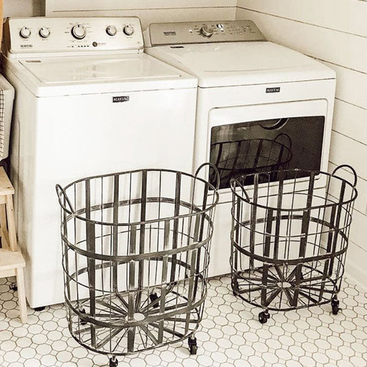 Metal Caged Rolling Storage Baskets, Set of 2 General ABH