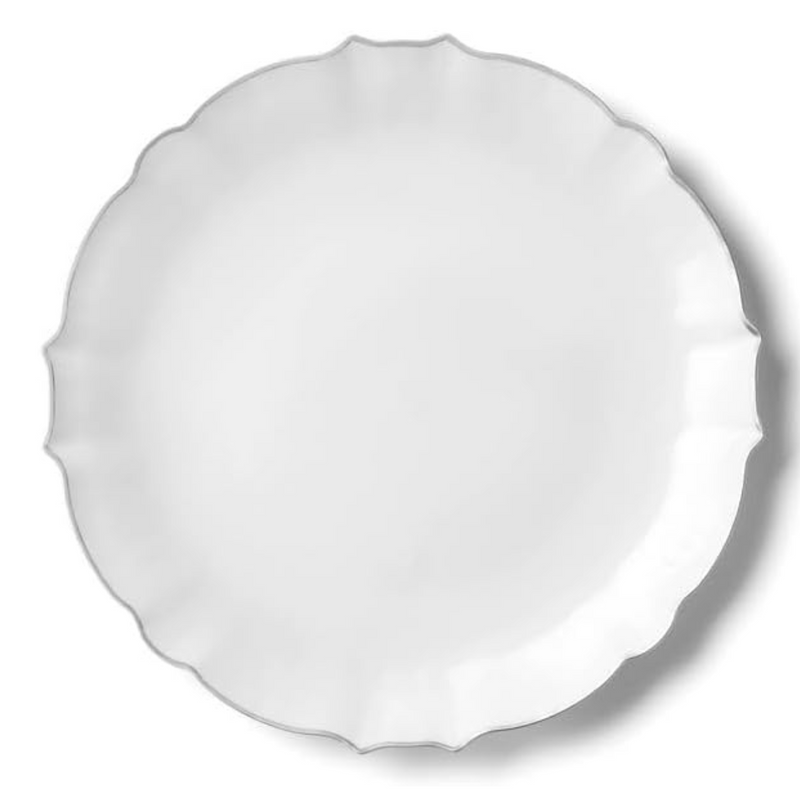 Load image into Gallery viewer, LUXE Collection White With Silver Rim 10.25&quot; Premium Heavyweight Plastic Plates VeZee
