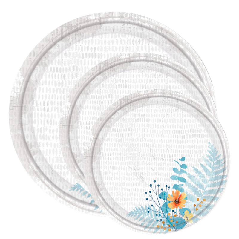 Load image into Gallery viewer, Floral Bliss Teal 10&quot; Meal/Dinner Paper Plates Disposable Plates Nicole Home Collection
