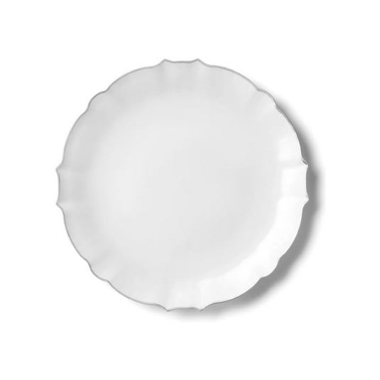 LUXE Collection White With Silver Rim 7.5" Premium Heavyweight Plastic Plates VeZee