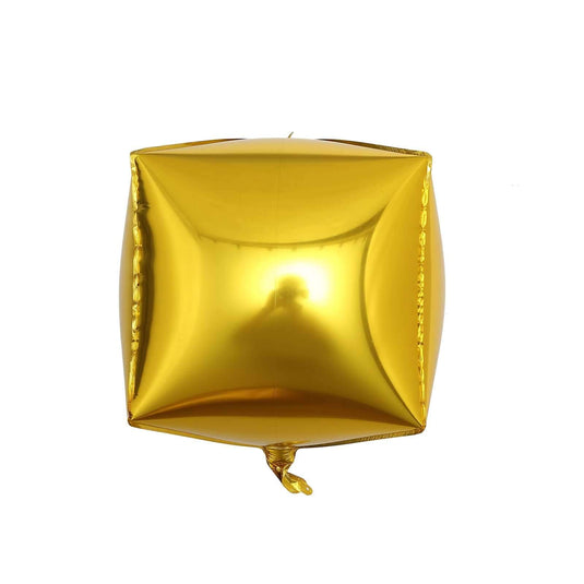 14" Gold Cube Mylar Balloons, 4D Square Foil Balloons Decorations HIER_9120 Default Title