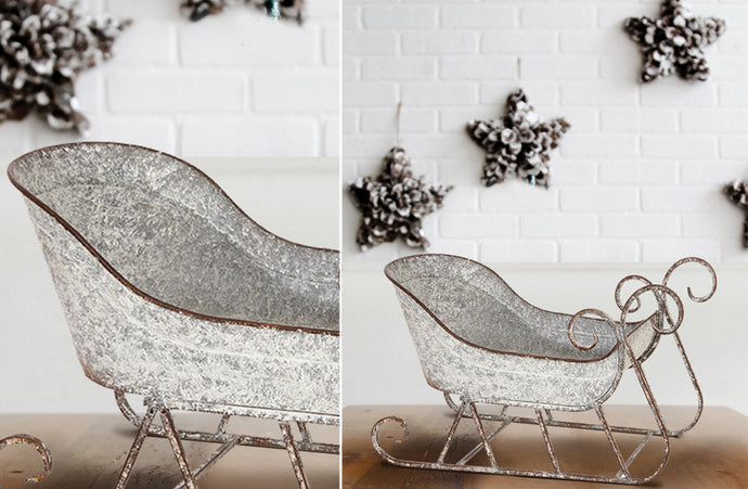 Galvanized Metal Christmas Sleigh General RAZ