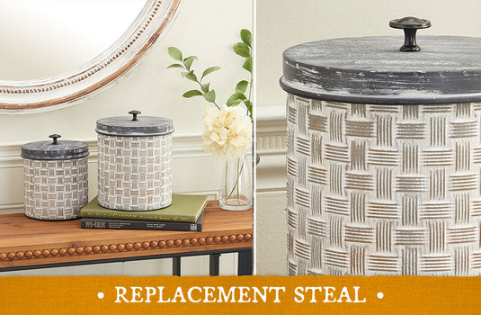 Distressed Basket Weave Textured Canisters, Set of 2 General UMA