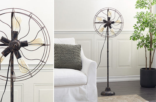 55 Inch Tall Vintage Inspired Fan Floor Lamp General UMA