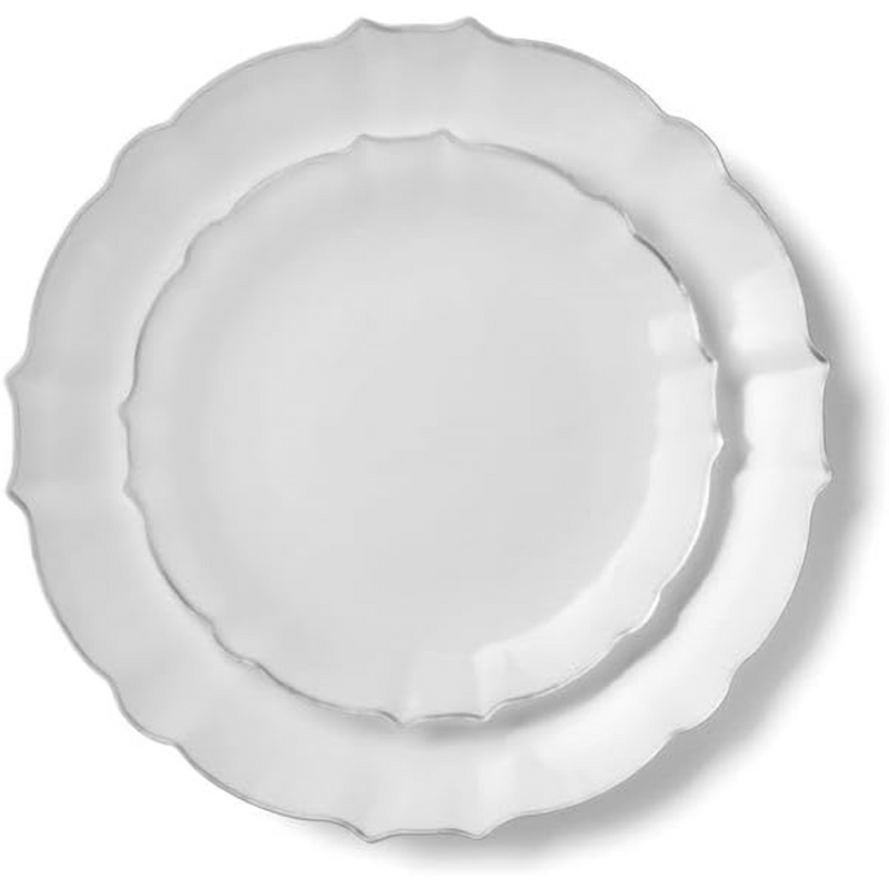 Load image into Gallery viewer, LUXE Collection White With Silver Rim 10.25&quot; Premium Heavyweight Plastic Plates VeZee
