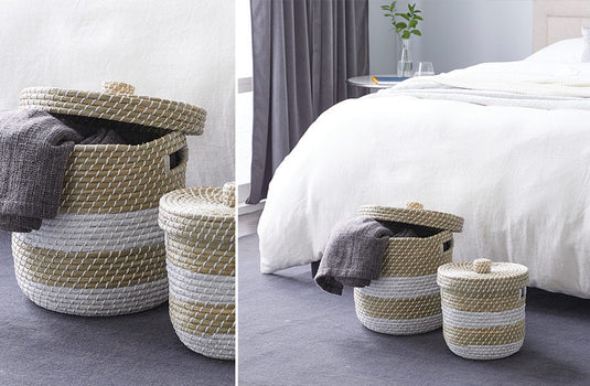 Two-Toned Seagrass Storage Baskets, Set of 2 General UMA