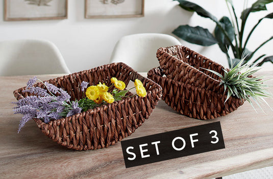 Woven Water Hyacinth Rounded Trays, Set of 3 General UMA