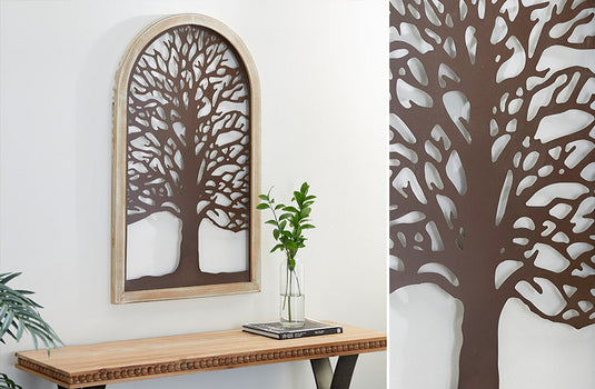 Wooden Framed Metal Tree Wall Decor General UMA