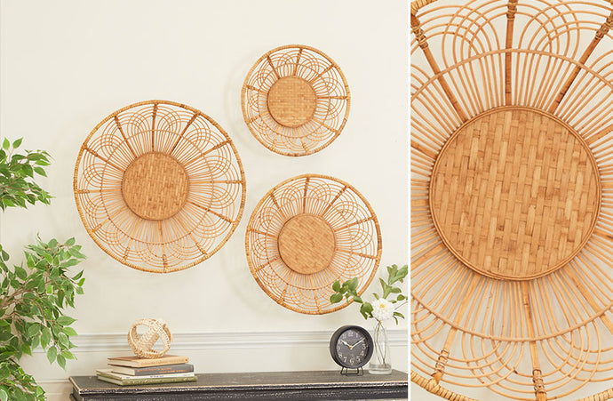 Woven Round Basket Wall Decor, Set of 3 General UMA