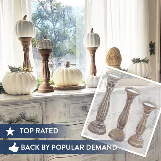 Carved Candle Sticks, Set of 3 General UMA