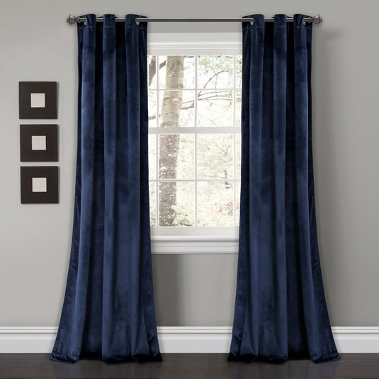 Prima Velvet Solid Grommet Light Filtering Window Curtain Panel Set Collective LushDecor