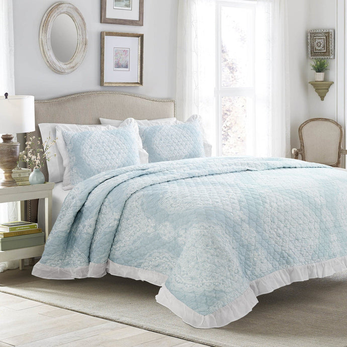 Lucianna Ruffle Edge Cotton Bedspread Set Collective LushDecor