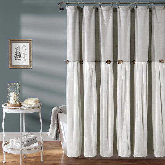 Linen Button Shower Curtain Collective LushDecor