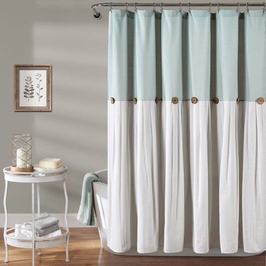 Linen Button Shower Curtain Collective LushDecor