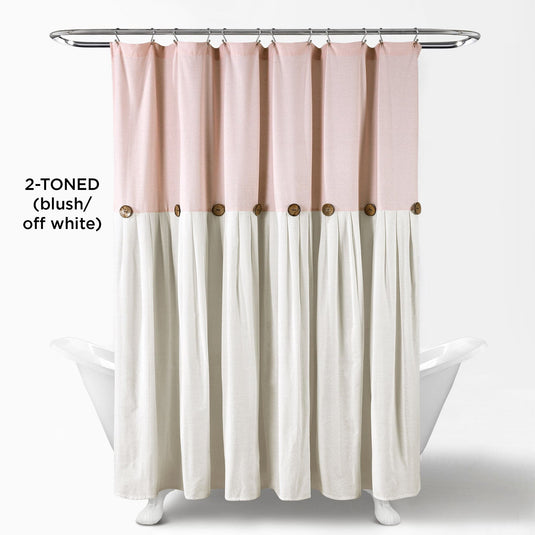 Linen Button Shower Curtain Collective LushDecor