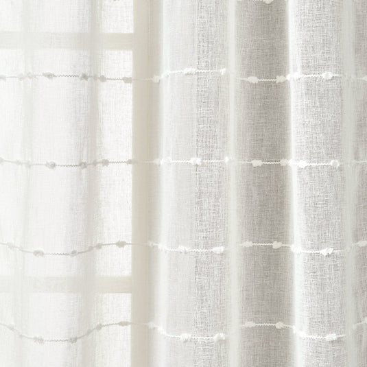 Farmhouse Textured Grommet Sheer Window Curtain Panel Set