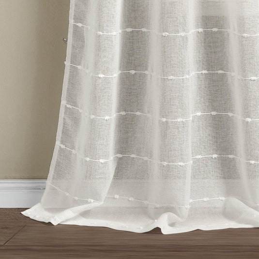 Farmhouse Textured Grommet Sheer Window Curtain Panel Set