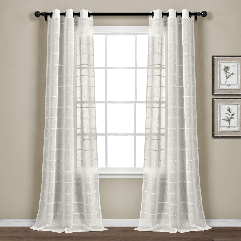 Load image into Gallery viewer, Farmhouse Textured Grommet Sheer Window Curtain Panel Set Collective LushDecor
