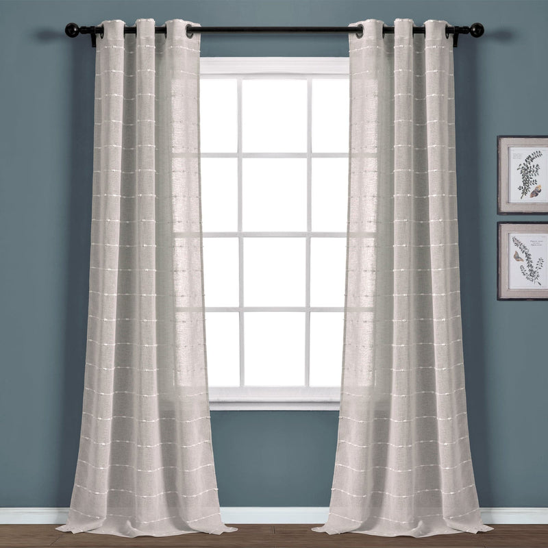 Load image into Gallery viewer, Farmhouse Textured Grommet Sheer Window Curtain Panel Set Collective LushDecor
