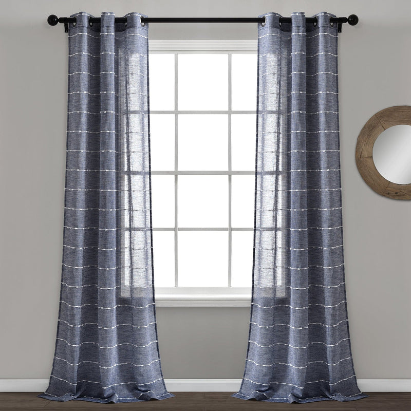 Load image into Gallery viewer, Farmhouse Textured Grommet Sheer Window Curtain Panel Set
