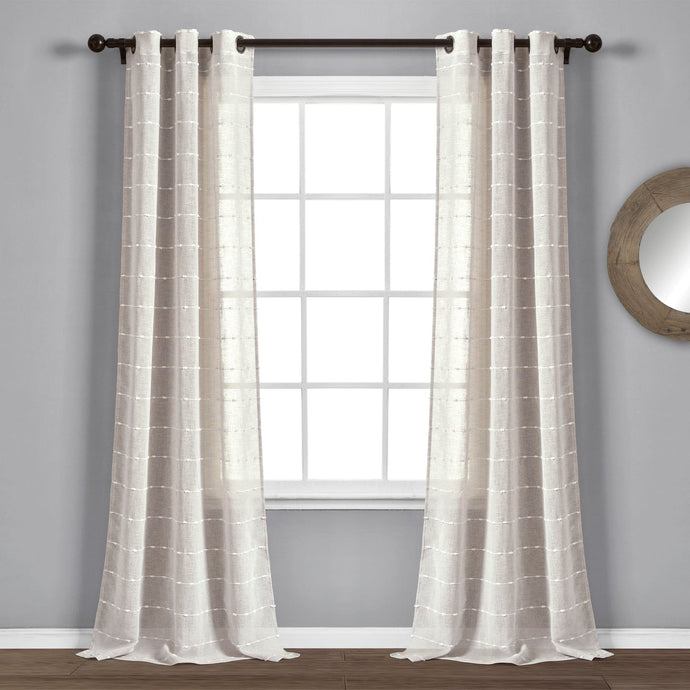 Farmhouse Textured Grommet Sheer Window Curtain Panel Set Collective LushDecor