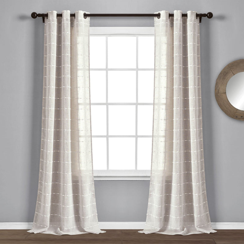 Load image into Gallery viewer, Farmhouse Textured Grommet Sheer Window Curtain Panel Set Collective LushDecor
