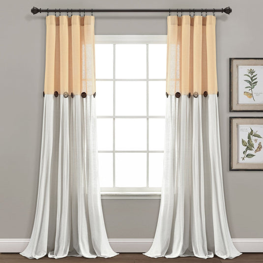 Linen Button Window Curtain Panel