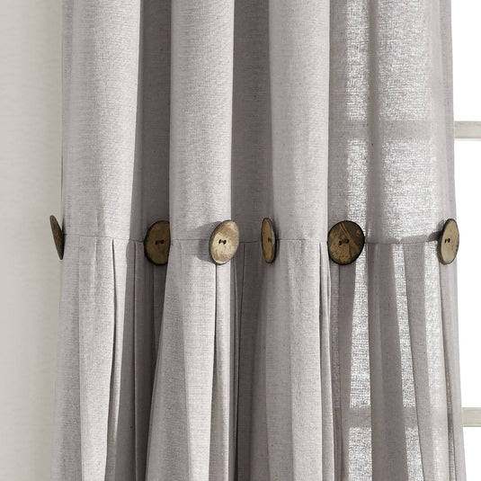 Linen Button Window Curtain Panel