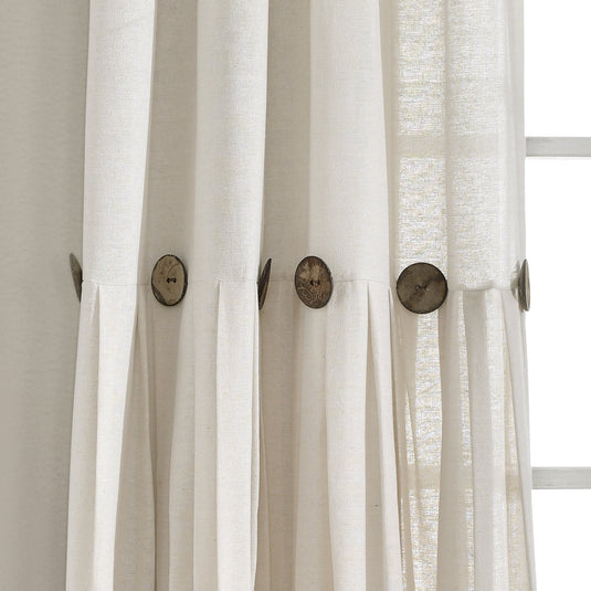 Linen Button Window Curtain Panel