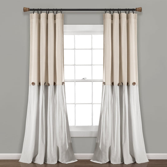 Linen Button Window Curtain Panel Collective LushDecor