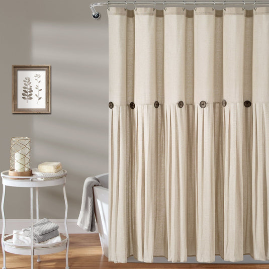 Linen Button Shower Curtain Collective LushDecor