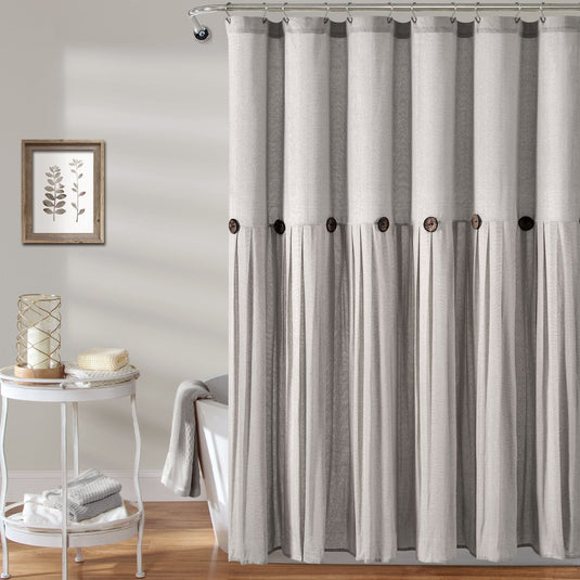 Linen Button Shower Curtain Collective LushDecor