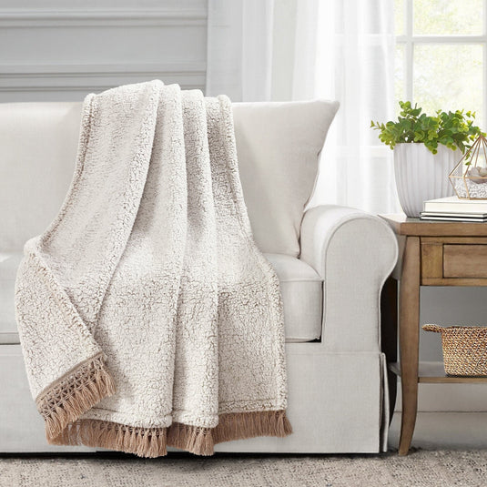 Sherpa Tassel Fringe Throw Collective LushDecor