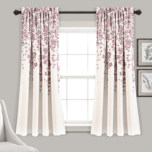 Weeping Flower Light Filtering Window Curtain Set Collective LushDecor