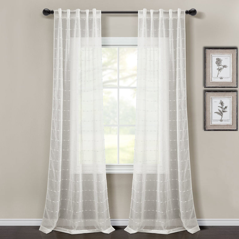 Load image into Gallery viewer, Farmhouse Textured Grommet Sheer Window Curtain Panel Set Collective LushDecor
