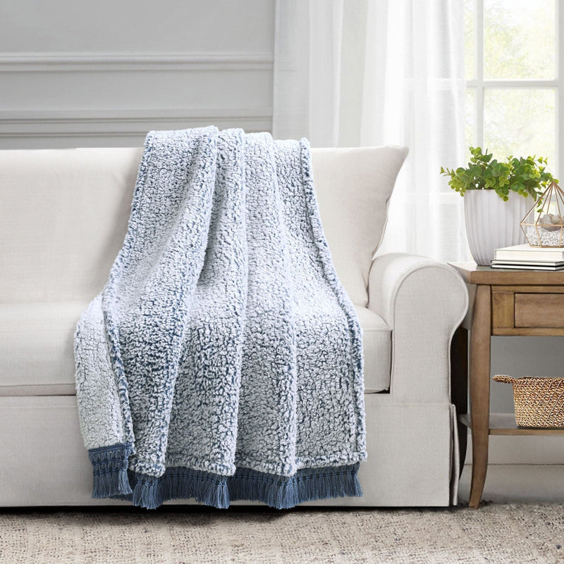 Load image into Gallery viewer, Sherpa Tassel Fringe Throw Collective LushDecor
