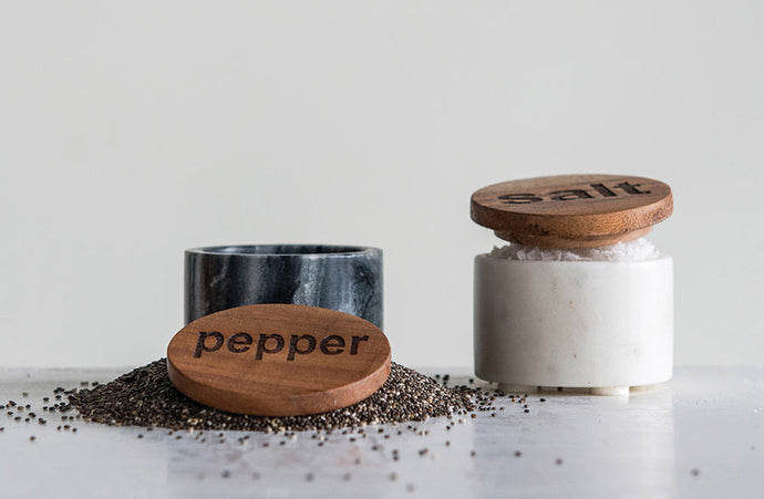 Marble Salt & Pepper Jar with Wooden Lid General CC