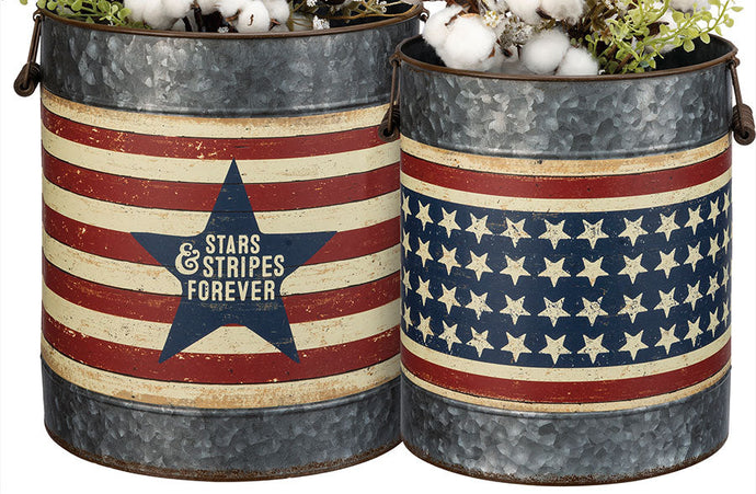 Stars & Stripes Galvanized Bucket Set General PBK