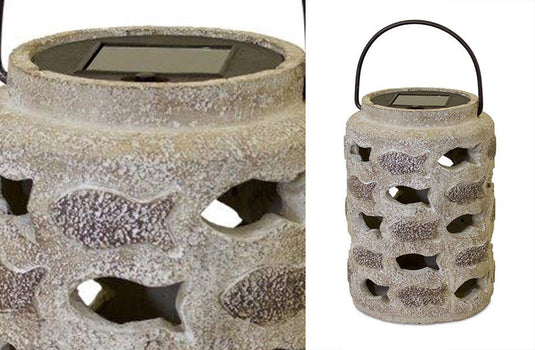 Cement Solar Lantern with Fish Design General MEL