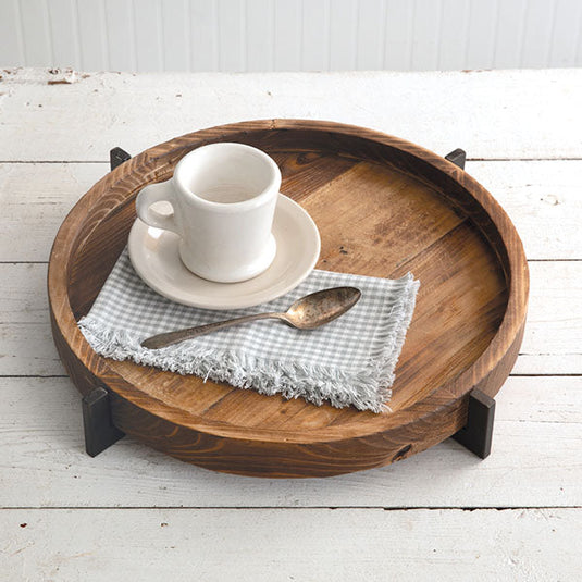 LARGE Rustic Modern Round Wooden Tray General CT