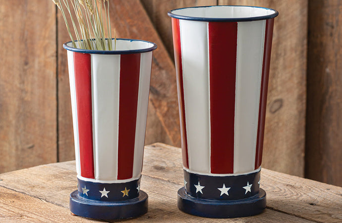 Patriotic Metal Vases, Set of Two General CT